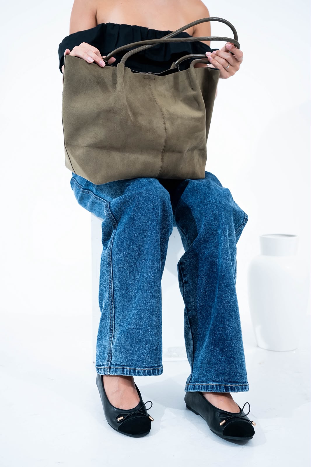BUCKET SUEDE BAG KHAKI/GREEN