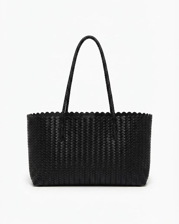 WOVEN SHOPPER TOTE BLACK